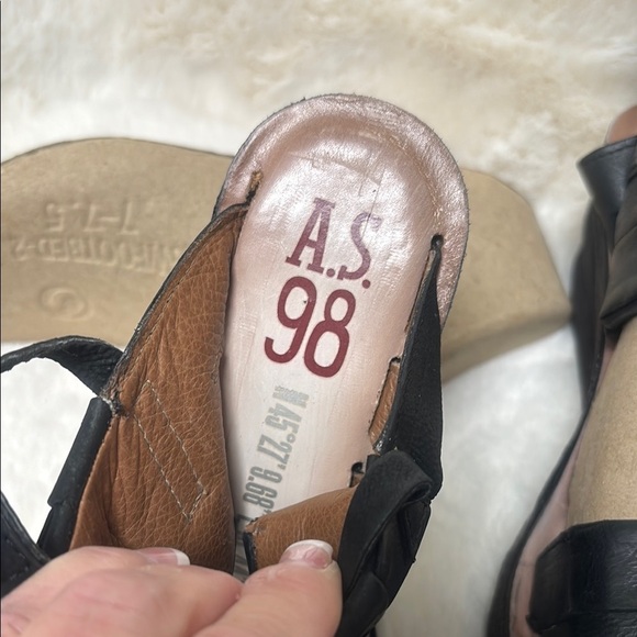 A.S.98 Black and Tan Wedge Sandals - Picture 2 of 10